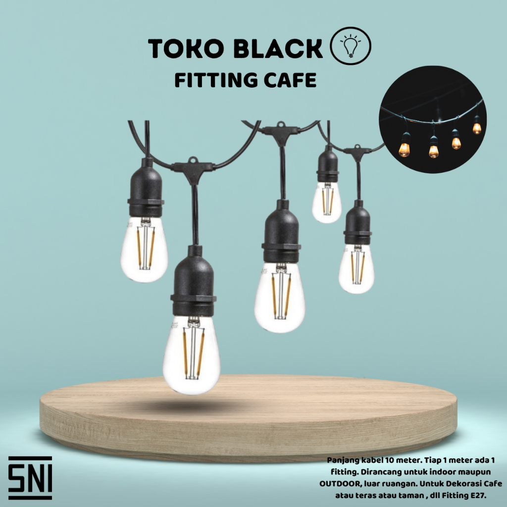 Fitting Lampu Gantung Outdoor Kabel 10 Meter 10 fitting 20 Fitting /LAMPU GANTUNG dekorasi / Lampu H