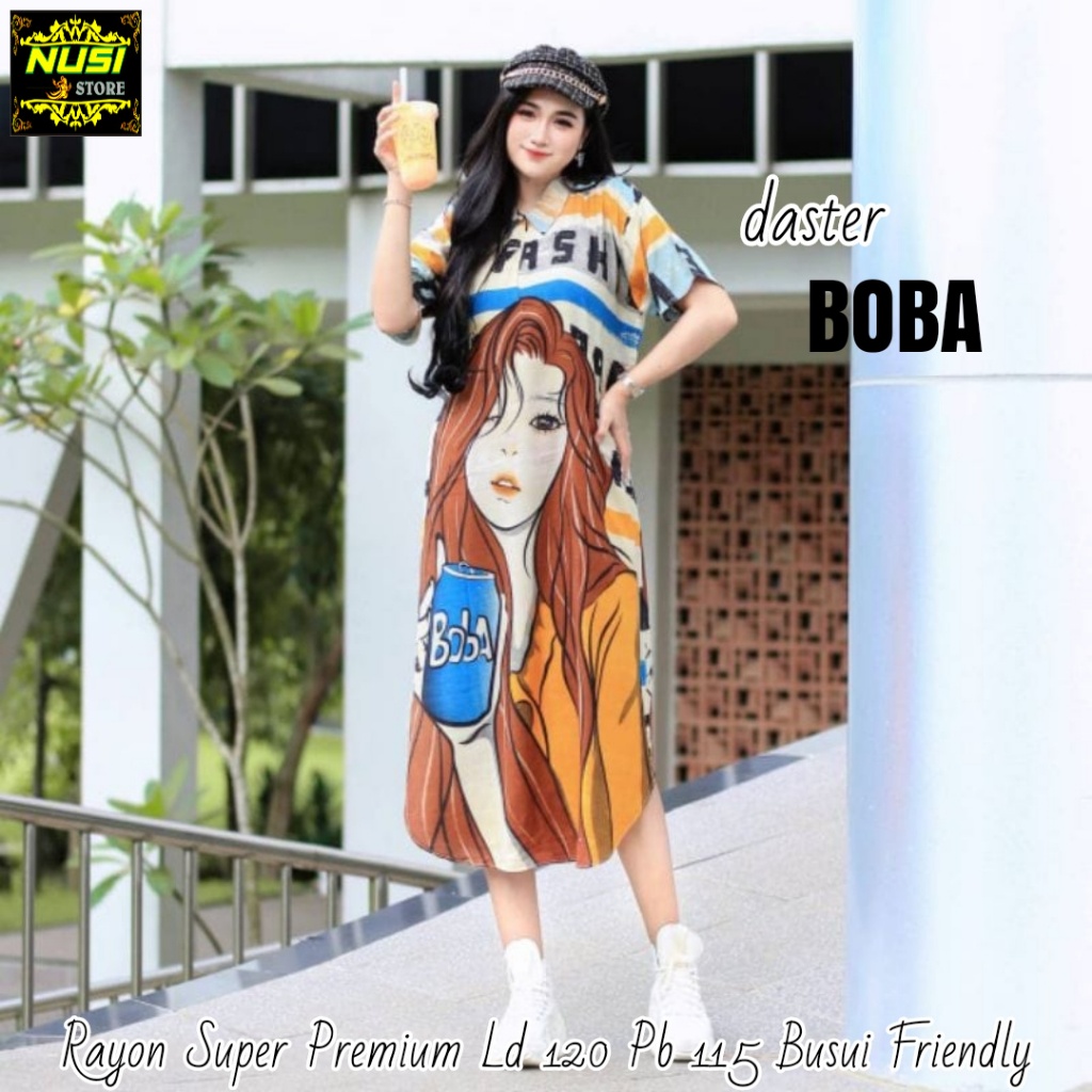 boba daster dres rayon jumbo ld 120 baju dress bju dres daster pakaian busana busui xxl motif adem l