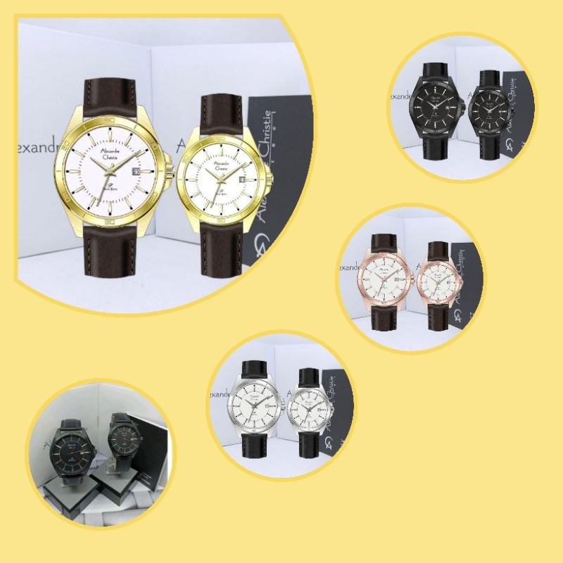 Jam Tangan Couple Alexandre Christie 1011 AC1011 AC Couple 1011 Tali Kulit