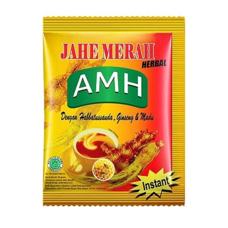 

Jahe Merah Instant Herbal AMH original, 1 renceng isi 12 sachet