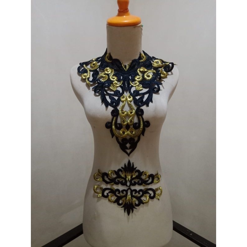 Bordir choker dada emas silver