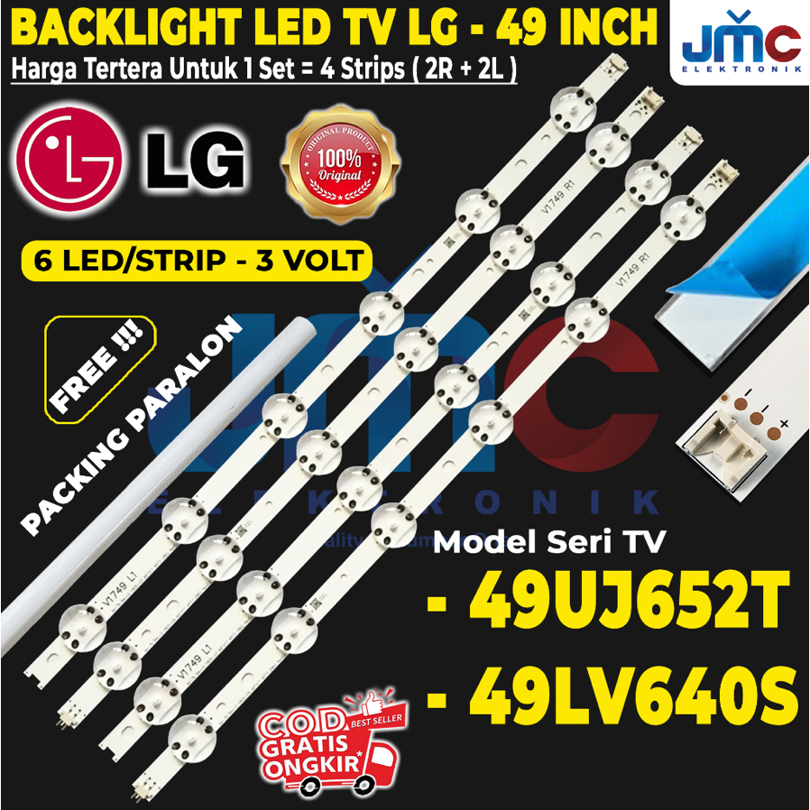 BACKLIGHT TV LED LG 49 INCH 49UJ652 49LV640 49UJ652T 49LV640S LAMPU BL 49UJ 3V 12K KODOK 3 VOLT 12 K