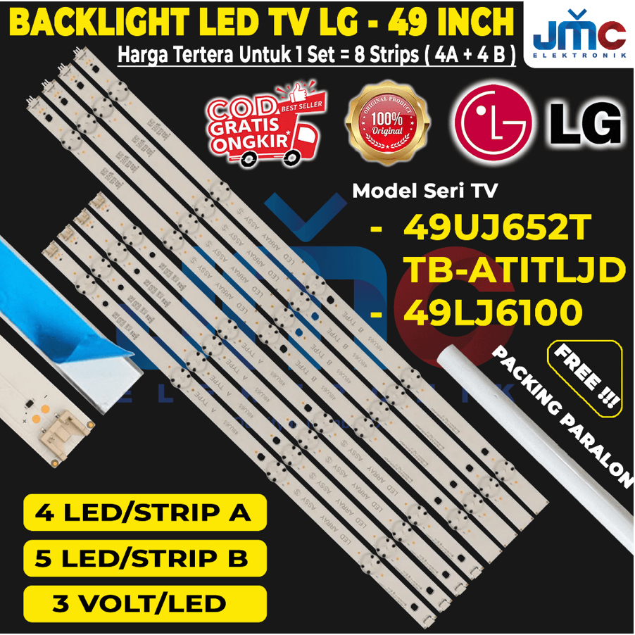 BACKLIGHT TV LED LG 49 INCH 49UJ652 49LJ6100 49UJ652T 49UJ652T-TB-ATITLJD LAMPU BL 49IN