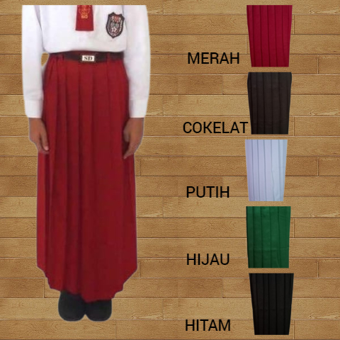Rok seragam sekolah SD Panjang Kelas 1/2/3/4/5/6 XL rempel polos