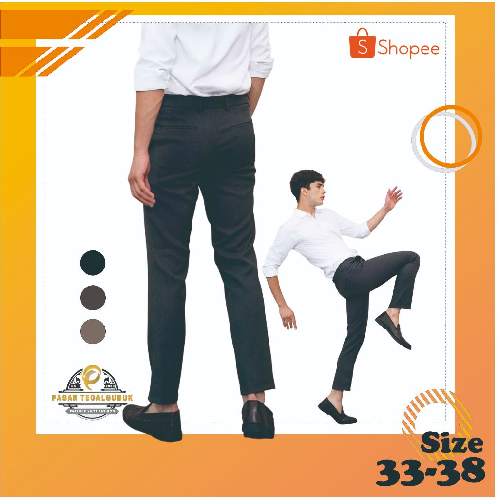 Celana Formal Pria Ankle Pants Eksklusive Premium Semi Wool Resmi Branded Jumbo Big Size