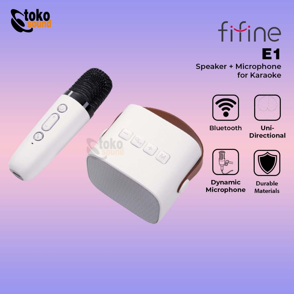 FIFINE E1 WIRELESS KARAOKE MICROPHONE SYSTEM WITH BLUETOOTH SPEAKER