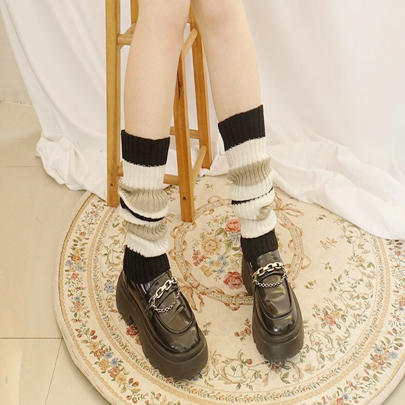 ITSHOPING - Kaos Kaki Panjang Penghangat Betis Motif Salur Japanase Style Leg Warmer Cute  Gothic Harajuku Style