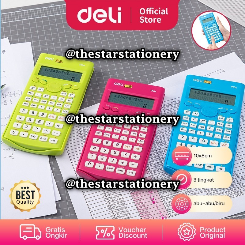 

(1 Biji) Kalkulator Deli E1710A Scientific 240 Functions 10+2 Digits / Calculator Deli E 1710A 240 F / Deli E 1710A