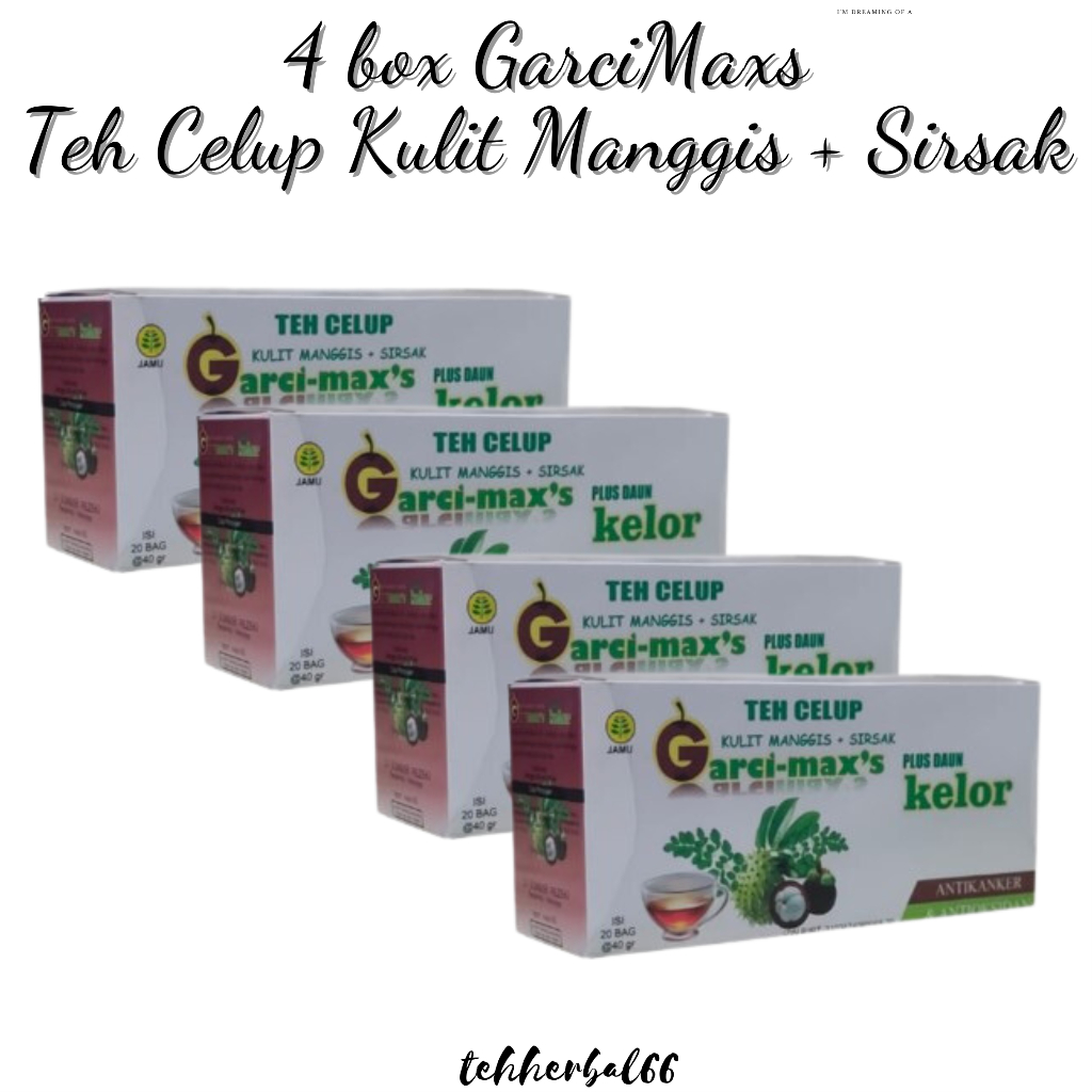 

4 box Teh Celup Kulit Manggis Plus Daun Kelor Garci-Max's isi 20 kantong