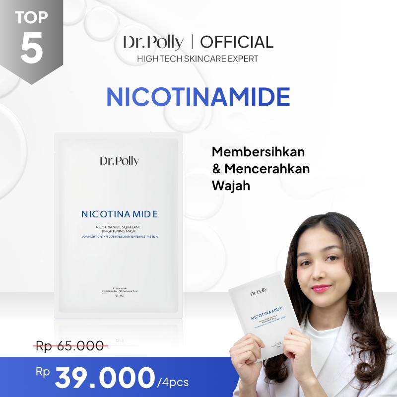 【FLASH SALE - LIVE EXCLUSIVE】Dr Polly Nicotinamide Squalane Brightening Mask 25ml*4 masker mencerahk