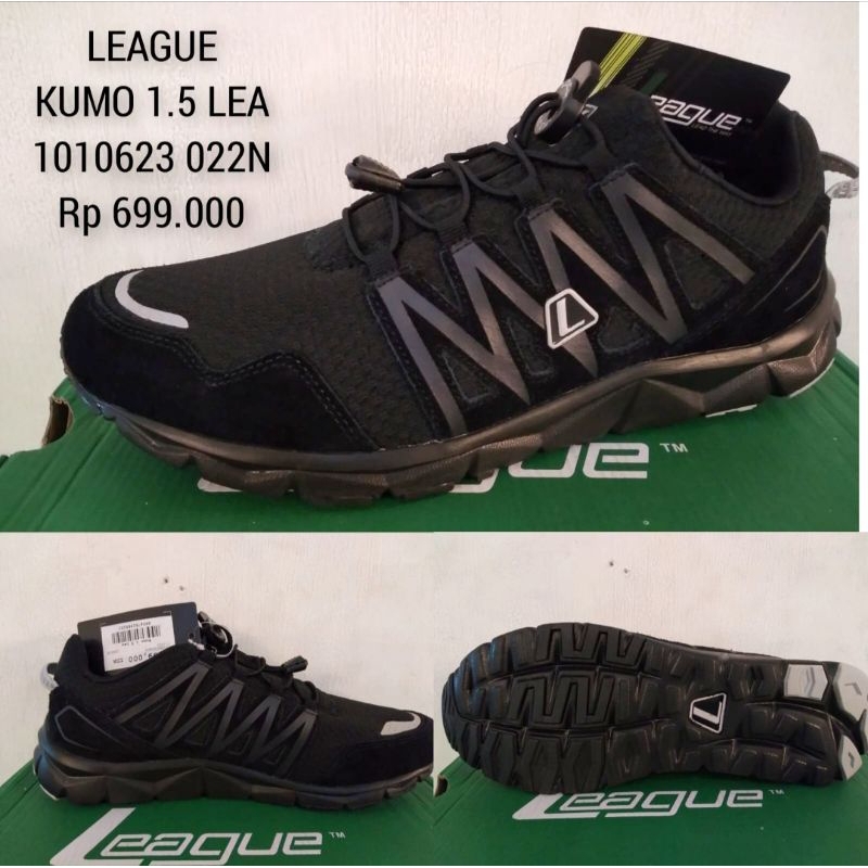 SEPATU LEAGUE HITAM KUMO 1.5 LEA LEATHER ORIGINAL RUNNING SHOES PRIA TERBARU 2023