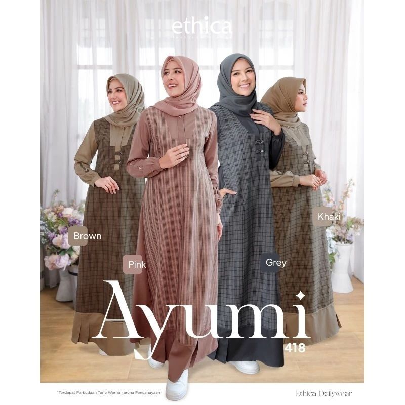 Ethica Ayumi 418 | Gamis Ethica Terbaru | Gamis Kekinian | Gamis Kotak Kotak | Gamis Premium | Gamis