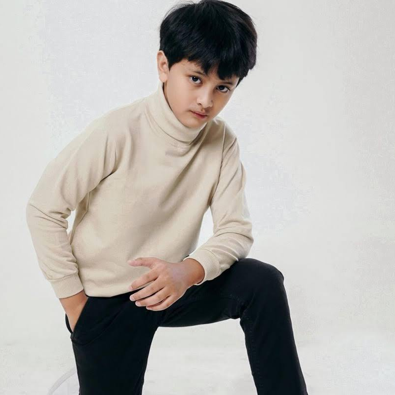 Sweater Rajut Turtleneck Anak - anak Umur 4 sampai 12 tahun / Kaos Rib Kerah Tinggi Anak Laki - laki