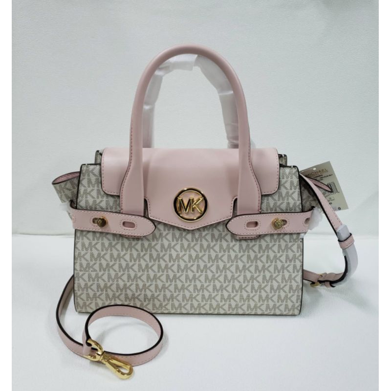 MK carmen medium flap satchel powder blush multi