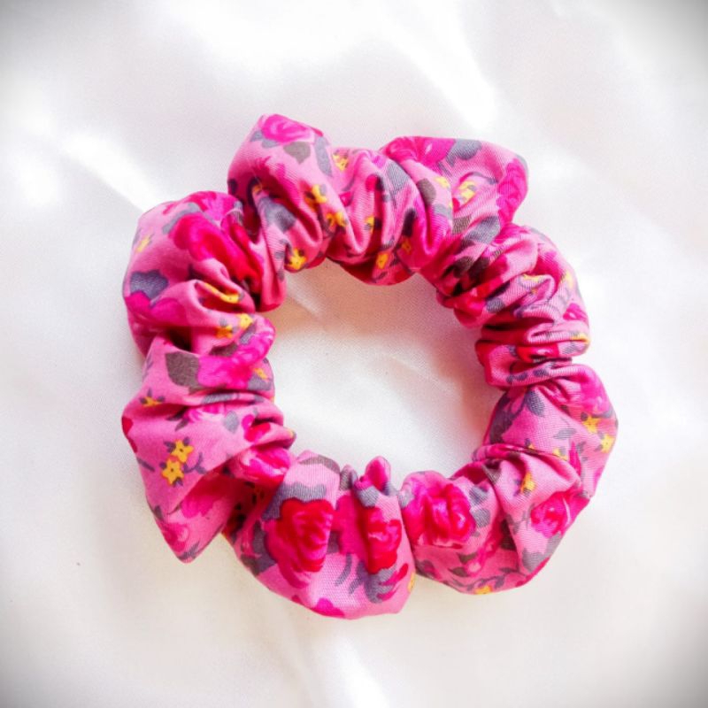 Scrunchie Premium Motif Flower ❤️| Scrunchie Ala Korea | Scrunchie Hijab | Ikat Rambut Cepol | Kuncir Rambut