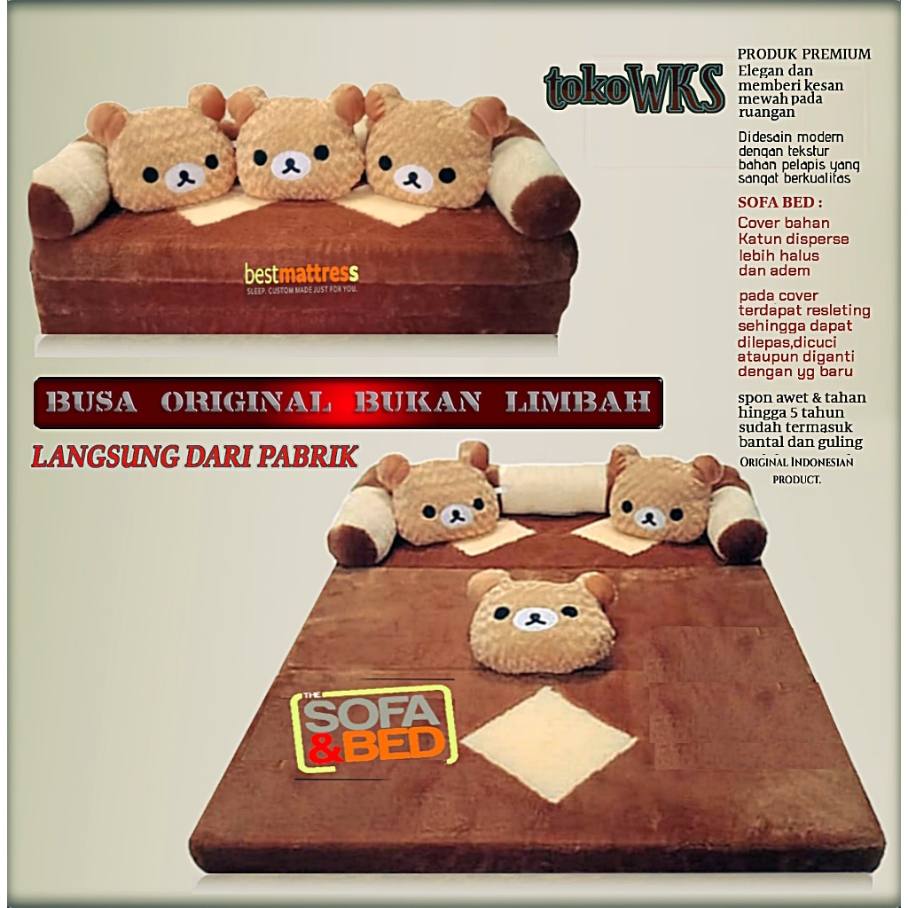 Sofa Bed Minimalis Karakter Kasur Bulu Rasfur Lipat banyak motif
