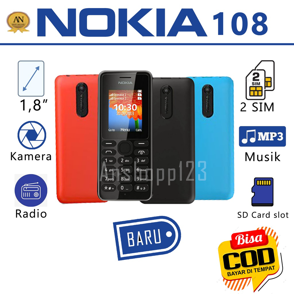 Grosir☁NOKIA 108 KAMERA MP3 HANDPONE JADUL MURAH