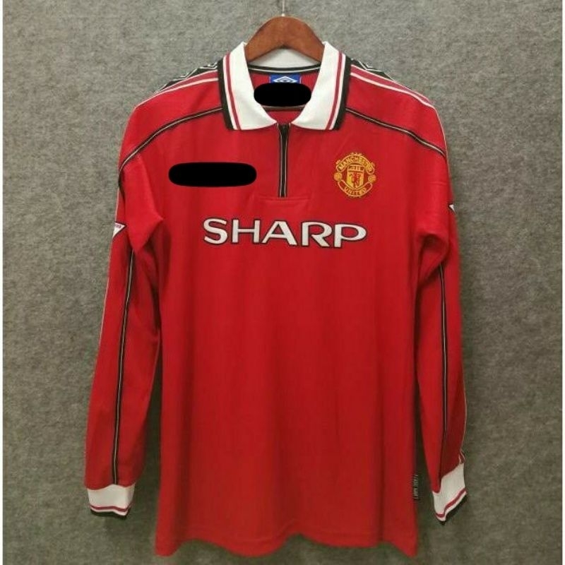 JERSEY BOLA RETRO MANCHESTER UNITED MU HOME TREBLE 1999 LONG SLEEVE LS LENGAN PANJANG GRADE AAA IMPO