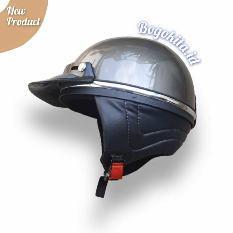 HELM CHIPS RETRO LIS CHROME PET PENDEK CUSTOM FREE PACKING