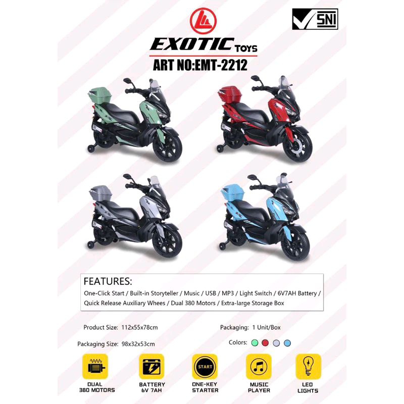 (FREE PELAPIS BAN) Motor aki mainan anak Xmax emt2212 / emt-2212 / emt 2212