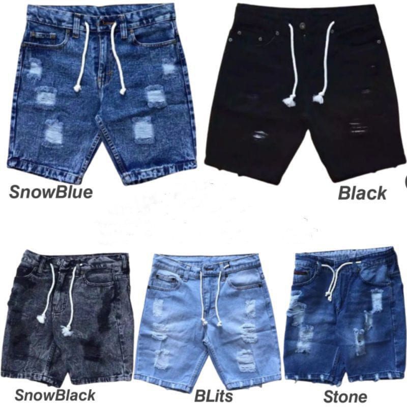 celana jeans pendek sobek, celana jeans pedek pria BROADSHORT, celana brotshort sobek