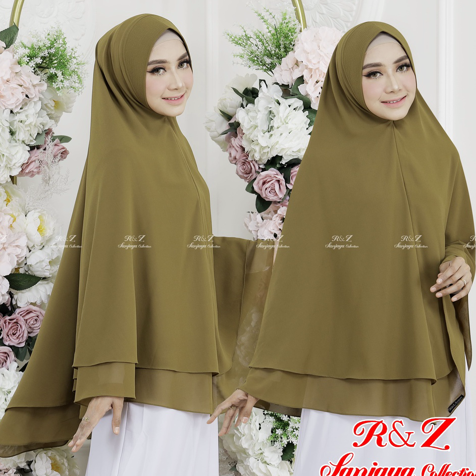 Ready Stock KHIMAR CERUTY 2 LAYAR  NAFISAH POLOS HIJAB JILBAB SYARI JUMBO 2 LAYAR ORIGINAL R&Z SANJA