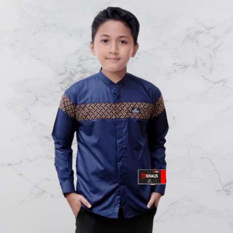 ➸➚✣ Baju Koko anak Lengan Panjang remaja SD SMP kombinasi batik