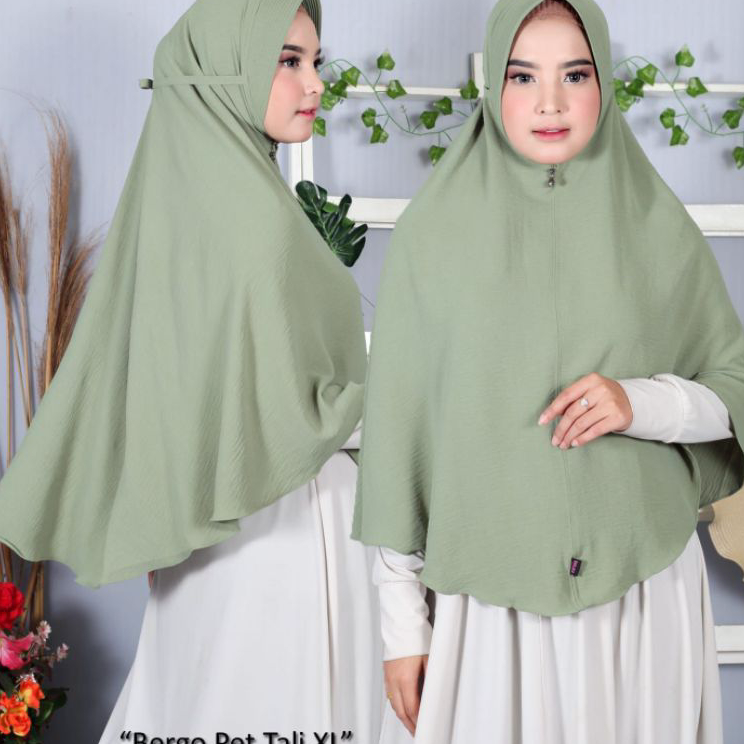 ➪➽✳✧ Bergo Maryam Crinkle Pet Tali Size XL/ Hijab Jilbab Crinkle Size XL