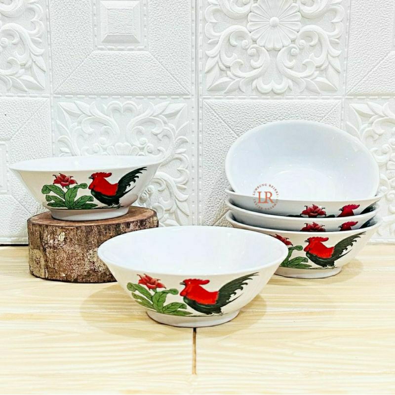 3PCS MANGKOK KERAMIK AYAM JAGO  / 3PCS MANGKOK JAGO / MANGKOK BAKSO / MANGKOK MIE AYAM / MANGKOK BUB