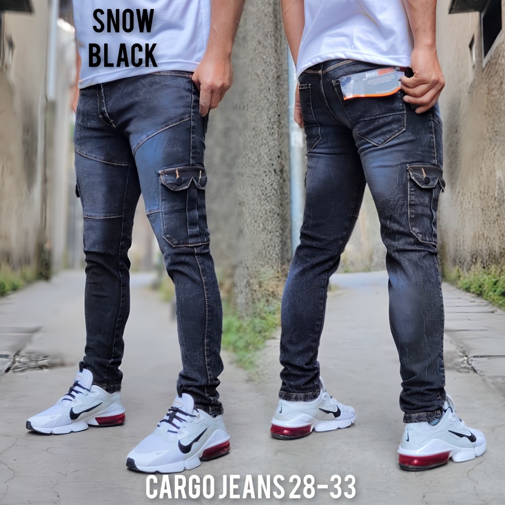 Celana joger cargo jeans denim pria premium / Celana Jeans Pria / Celana Jeans Cargo Panjang / Celan
