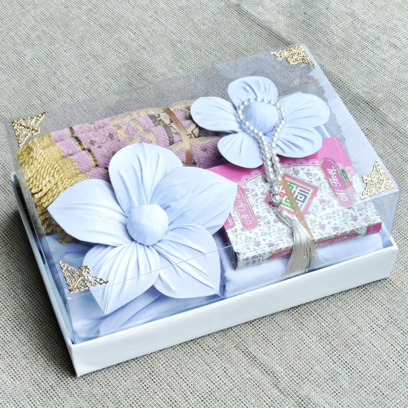 New Product Mahar Seperangkat Alat Sholat Untuk Seserahan Nikah Mukena Premium Sajadah Tebal Box