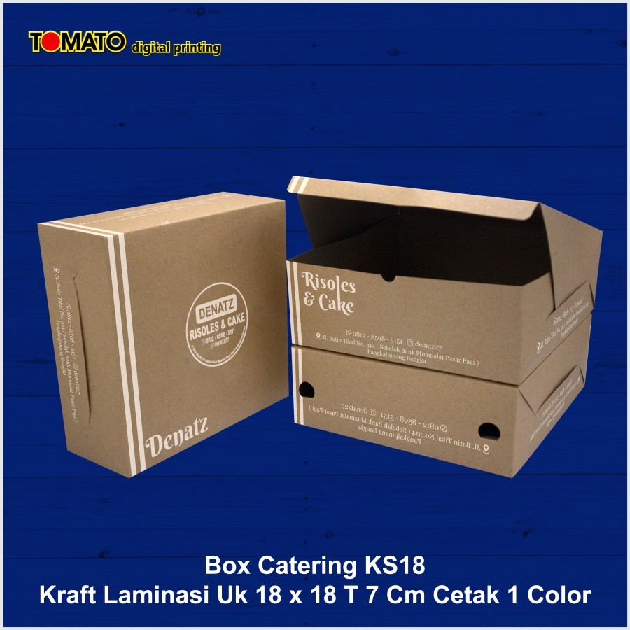 Box Catering, KTS 18x18 T 7 CM Kraft Laminasi Cetak Costum