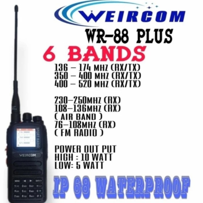 HT WEIRCOM WR88 PLUS 6BAND HT WEIRCOM SPORT RADIO WR 88 PLUS 6BAND ORI
