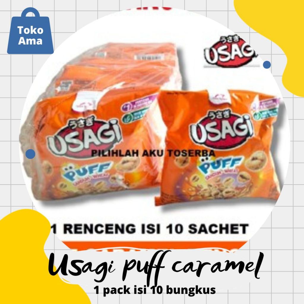 

Usagi puff caramel 1 renteng isi 10 bungkus