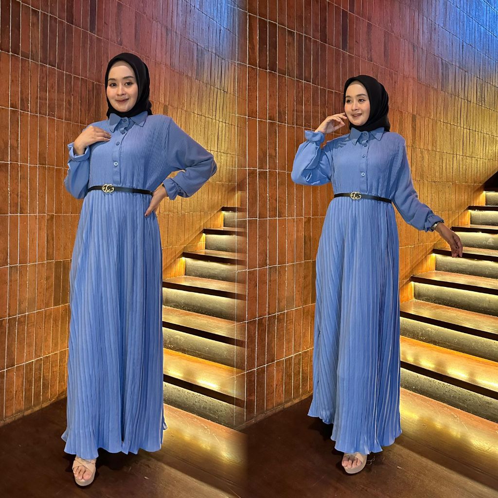 Model Gamis Terbaru 2023 Gamis Polos Simpel Modern Remaja Dress Crickle Wanita Muslim Pesta Elegan M