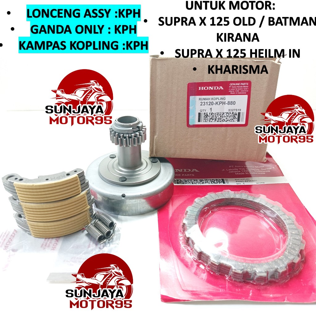 Paket Kopling Lonceng KPH Mangkok Ganda Kampas Kopling Supra X 125 / Kharisma / Kirana / Supra X 125
