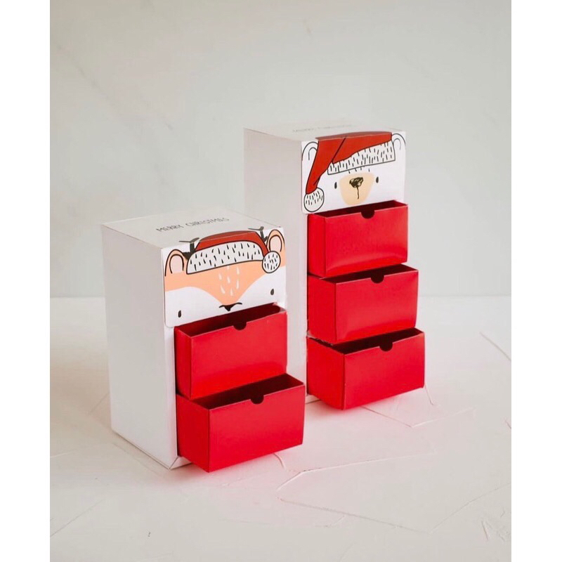 

(Min 3pcs) Christmas Drawer Hampers Box - Kotak Kue Permen Cokelat Natal Dus Laci Parsel Souevnir