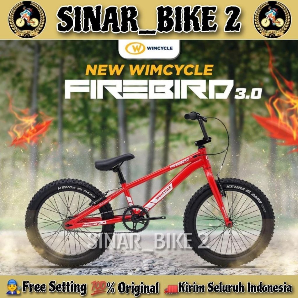 Sepeda Anak Laki BMX WIMCYCLE FIREBIRD 3.0 Ukuran 20 Inch 3.0 Ban Jumbo