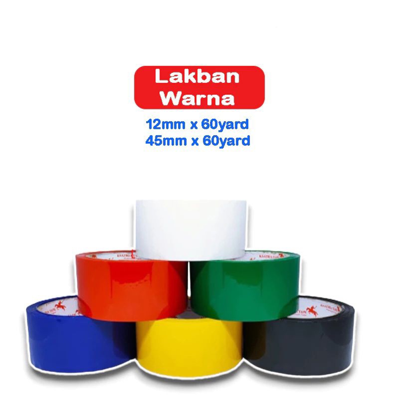 Lakban Warna 45mm x 60yard 12mm x 60yard/Lakban Warna Warni Besar Dan Kecil/Lakban OPP Tape Lakban O