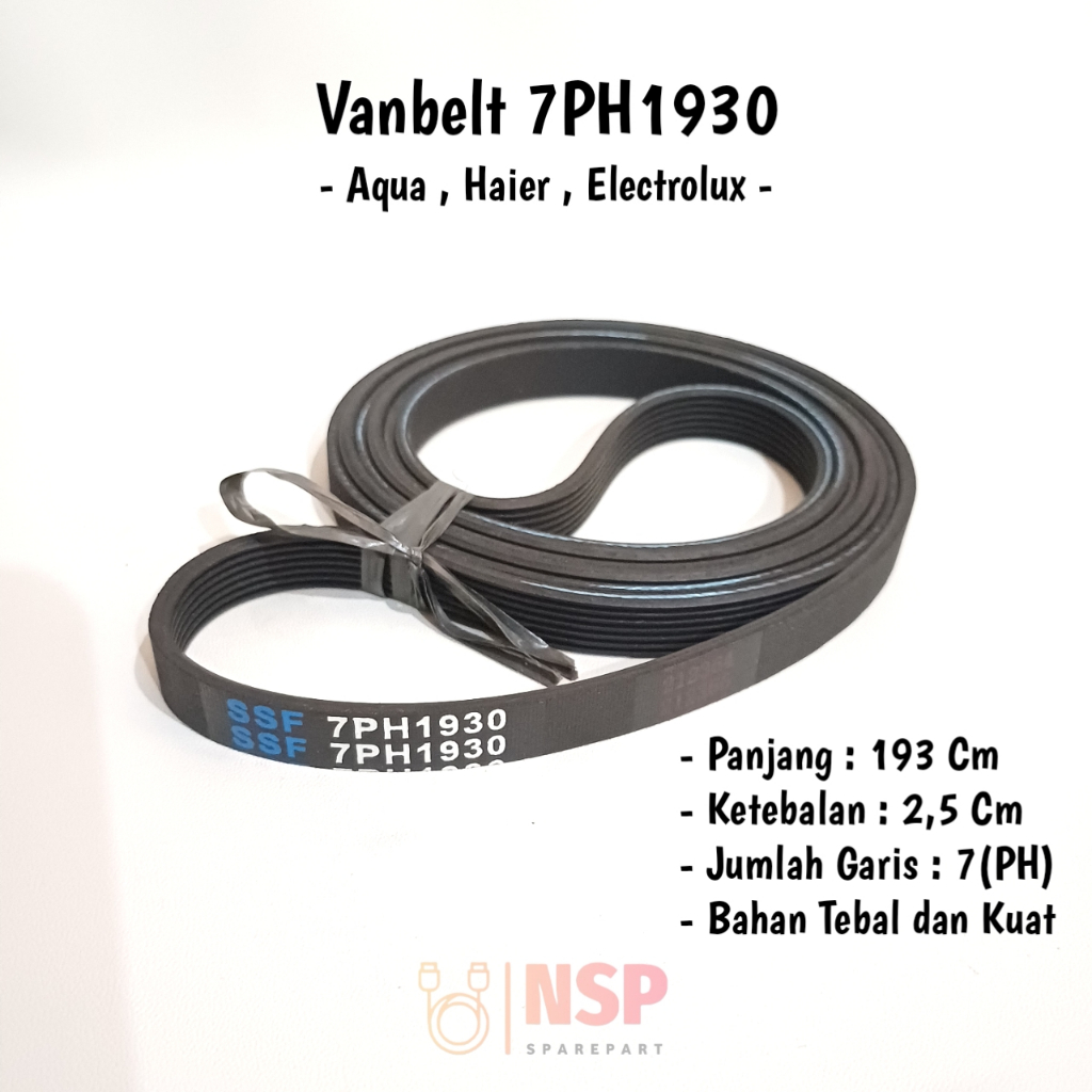 FAN V BELT 7PH1930 VANBELT MESIN CUCI FRONT LOOADING AQUA HAIER | PANBELT MESIN CUCI