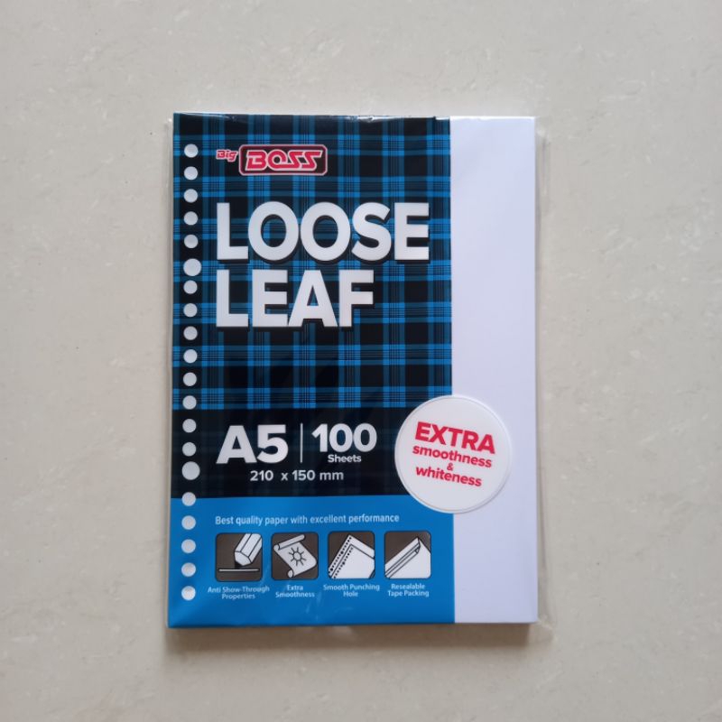 

[ PACK ISI 100 MURAH ] Isi File Kertas Binder Loose Leaf Bigboss A5 Polos