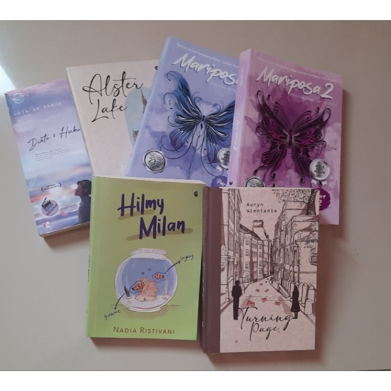 Preloved Novel Hilmy Milan, Butterflies, Turning Page, Mariposa 2, Alster Lake, Dikta dan Hukum