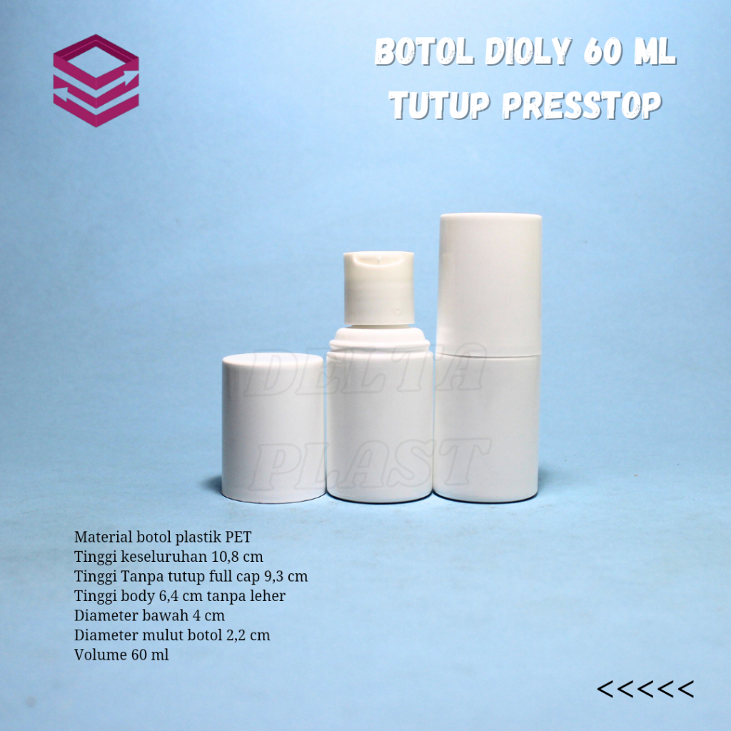 Botol dioly presstop 60ml / Botol face mist presstop 60ml / Botol disctop 60ml