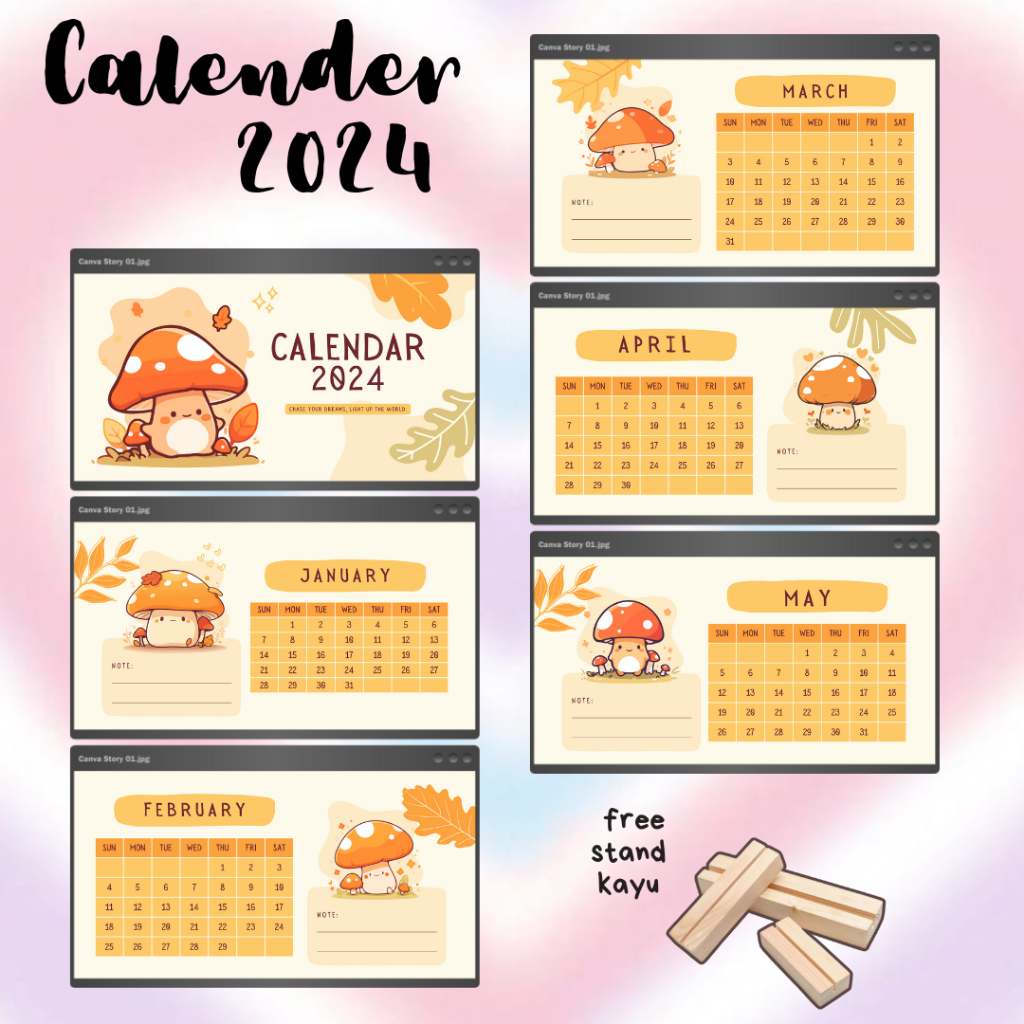 

Kalender Aesthetic 2024 | Kalender 2024 Meja Mini Aesthetic | Kalender Stand Kayu | Kalender Leadscape | Bisa COD