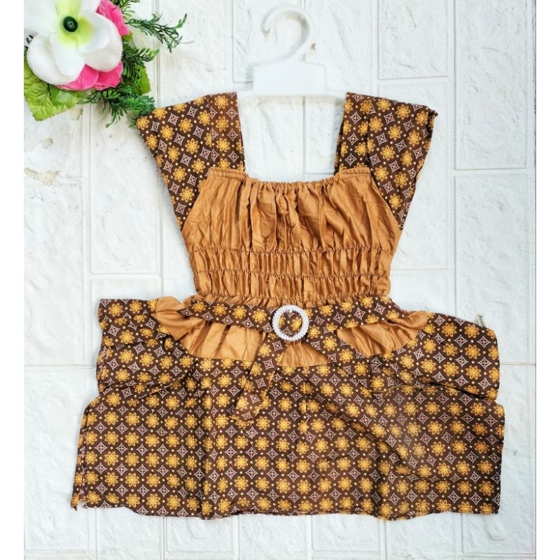 AVIKA KOMBI KLW Daster batik afika gesper tanpa lengan, dress anak perempuan motif Grosir Murah