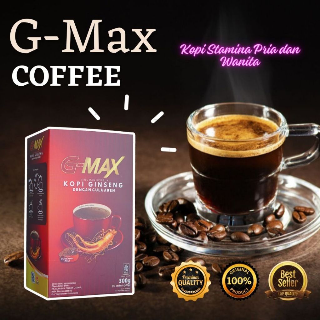 

G-MAX kopi gingseng penambah stamina pria original kopi bubuk rasa gula aren isi 10 sachet bisa cod kopi stamina tahan lama.