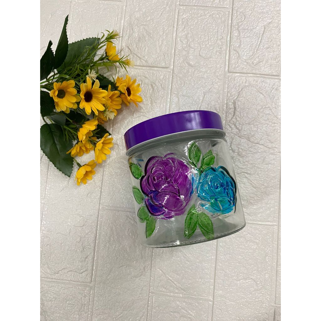 TOPLES KACA MOTIF BUNGA