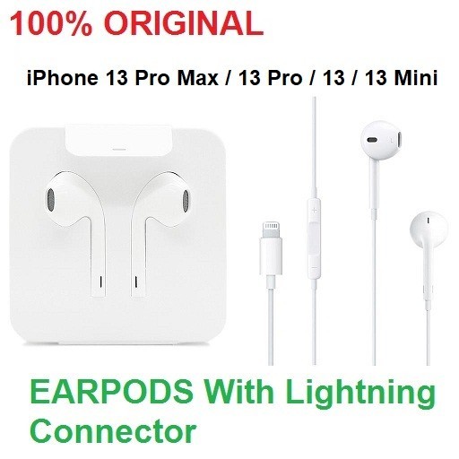 ORIGINAL Headset Earphone iP 13 Pro Max 13 Mini Earpods Lightning