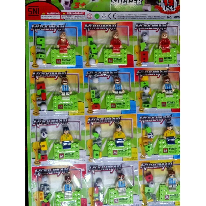 Mainan Balok Lego Sepak Bola Piala Dunia Roboman Soccer World Cup Isi 12