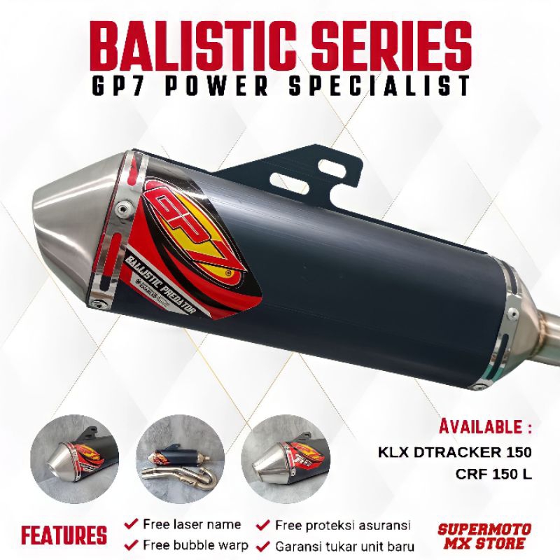 KNALPOT GP7 BALLISTIC PREDATOR BALLISTIC RS KLX DTRACKER CRF WR STANDAR KOMPETISI